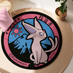 Espeon Round Area Rug | Pokémon Inspired Circle Floor Mat | Anti-Slip 3 mm Absorbent Rug for Bedroom, Gaming Room & Anime Decor