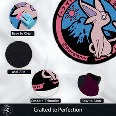 Espeon Round Area Rug | Pokémon Inspired Circle Floor Mat | Anti-Slip 3 mm Absorbent Rug for Bedroom, Gaming Room & Anime Decor
