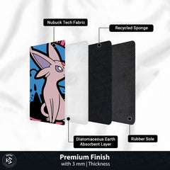 Espeon Round Area Rug | Pokémon Inspired Circle Floor Mat | Anti-Slip 3 mm Absorbent Rug for Bedroom, Gaming Room & Anime Decor