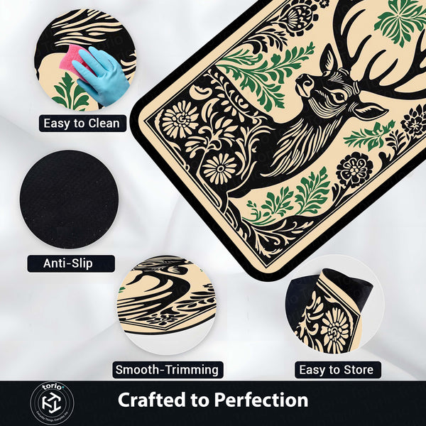 Ethereal Stag Art Area Rug | Mystical Forest Deer Floor Mat | Artistic Wildlife Decorative Rug for Living Room, Bedroom & Study Decor