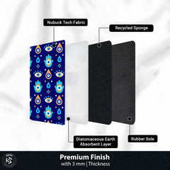 Evil Eye Protection Circular Floor Mat (3 mm Thick) | Nazar Safety Round Rug for Living Room, Entryway, Bedroom & Spiritual Home Decor