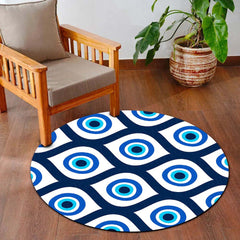Evil Eye Protection Circular Floor Mat (3 mm Thick) | Nazar Safety Round Rug for Living Room, Entryway, Bedroom & Spiritual Home Decor 01