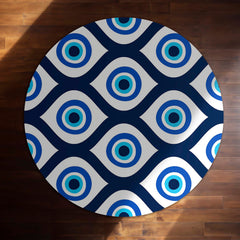 Evil Eye Protection Circular Floor Mat (3 mm Thick) | Nazar Safety Round Rug for Living Room, Entryway, Bedroom & Spiritual Home Decor 01