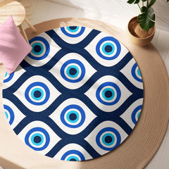 Evil Eye Protection Circular Floor Mat (3 mm Thick) | Nazar Safety Round Rug for Living Room, Entryway, Bedroom & Spiritual Home Decor 01
