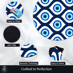 Evil Eye Protection Circular Floor Mat (3 mm Thick) | Nazar Safety Round Rug for Living Room, Entryway, Bedroom & Spiritual Home Decor 01