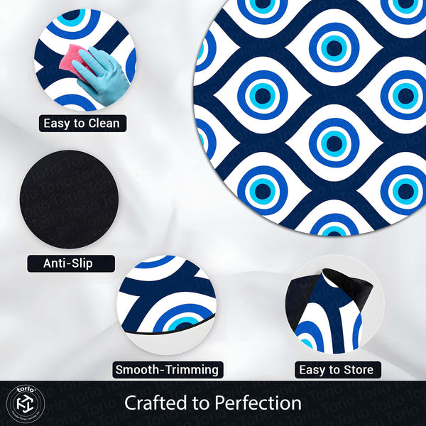 Evil Eye Protection Circular Floor Mat (3 mm Thick) | Nazar Safety Round Rug for Living Room, Entryway, Bedroom & Spiritual Home Decor 01