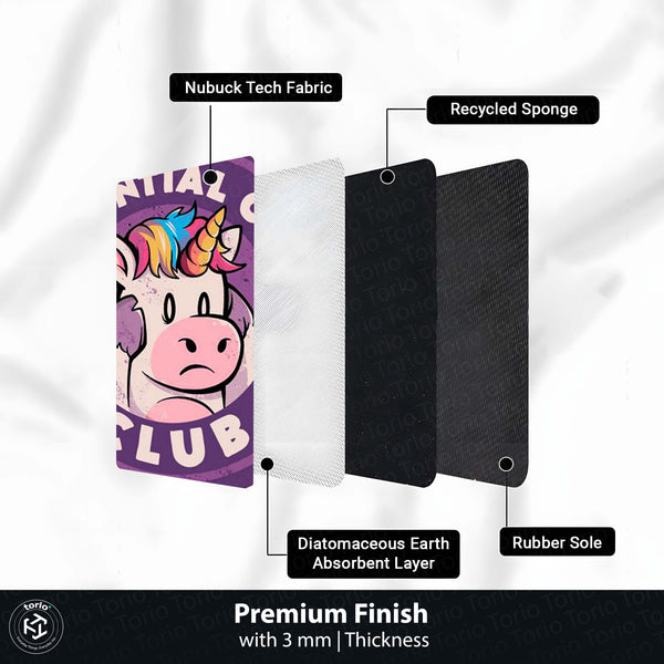 Existential Crisis Club Round Area Rug | Funny Unicorn Circle Floor Mat | Anti-Slip 3 mm Absorbent Rug for Bedroom, Gaming Room & Home Decor
