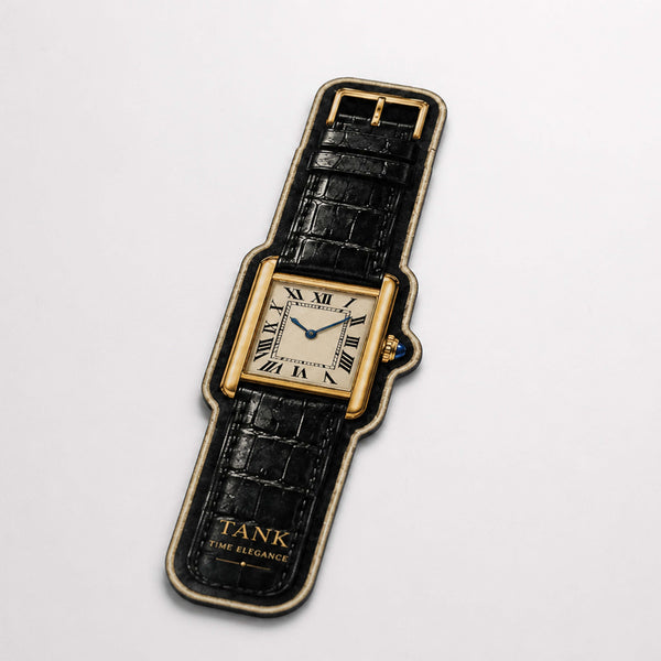 Cartier Tank Watch Floor Mat (3 mm Thick) | Luxury Rectangular Watch Shaped Cut-Out Rug for Bedroom, Gaming Room & Watch Collector Décor