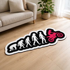 Evolution Motocross Rider Cut-Out Flat Rug | Dirt Bike Evolution Flat Rug | Off-Road Motorcycle Room Decor