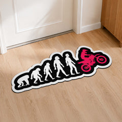 Evolution Motocross Rider Cut-Out Flat Rug | Dirt Bike Evolution Flat Rug | Off-Road Motorcycle Room Decor