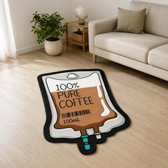 100% Pure Coffee Bag Cut-out Flat Rug | Funny Coffee Lover Flat Rug | Café & Kitchen Floor Decor