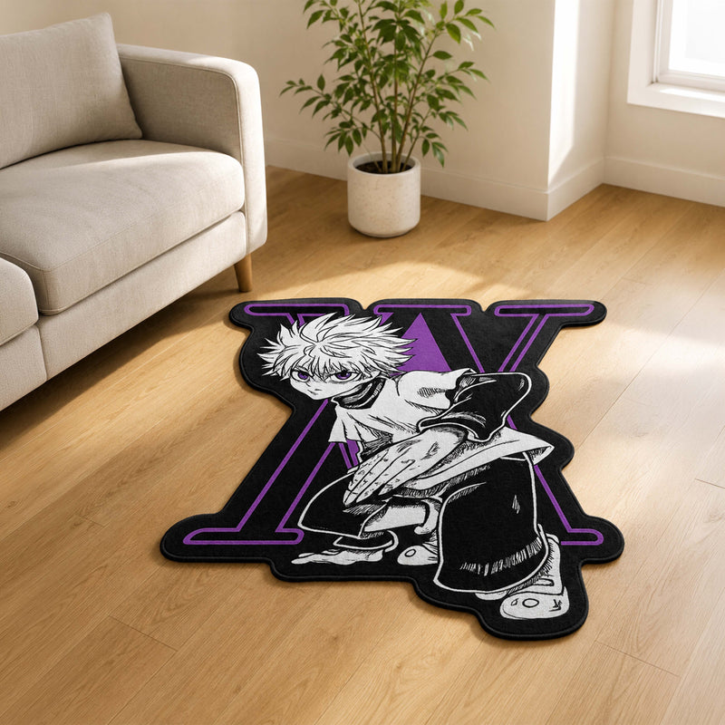 Killua Zoldyck Hunter × Hunter Cut-out Flat Rug | Iconic Anime Character Floor Rug | Premium Anime Gaming Room Decor