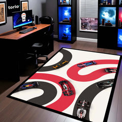Formula 1 Racing Speed Area Rug | High-Octane Grand Prix Floor Mat | Motorsport Decor Rug for Gaming Room, Bedroom & Fan Cave