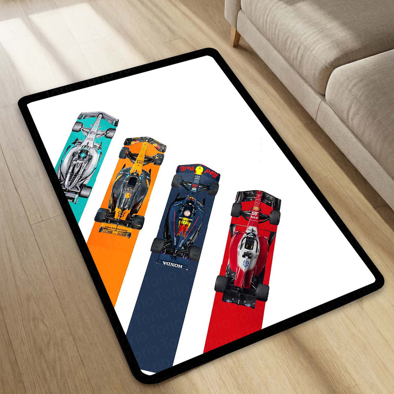 Formula 1 Racing Speed Area Rug | Dynamic Grand Prix Floor Mat | Motorsports Decor Rug for Gaming Room, Bedroom & Fan Cave