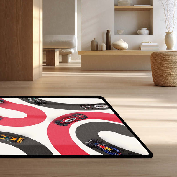Formula 1 Racing Speed Area Rug | High-Octane Grand Prix Floor Mat | Motorsport Decor Rug for Gaming Room, Bedroom & Fan Cave