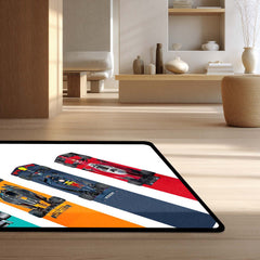 Formula 1 Racing Speed Area Rug | Dynamic Grand Prix Floor Mat | Motorsports Decor Rug for Gaming Room, Bedroom & Fan Cave