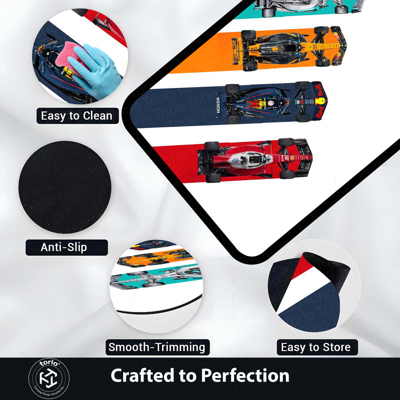 Formula 1 Racing Speed Area Rug | Dynamic Grand Prix Floor Mat | Motorsports Decor Rug for Gaming Room, Bedroom & Fan Cave