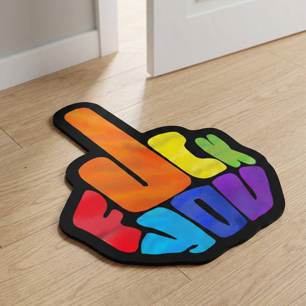 Funky Pop Art Pointing Hand Floor Mat (3 mm Thick) | Colorful Statement Art Mat for Living Room, Studio, Gaming Room & Creative Decor