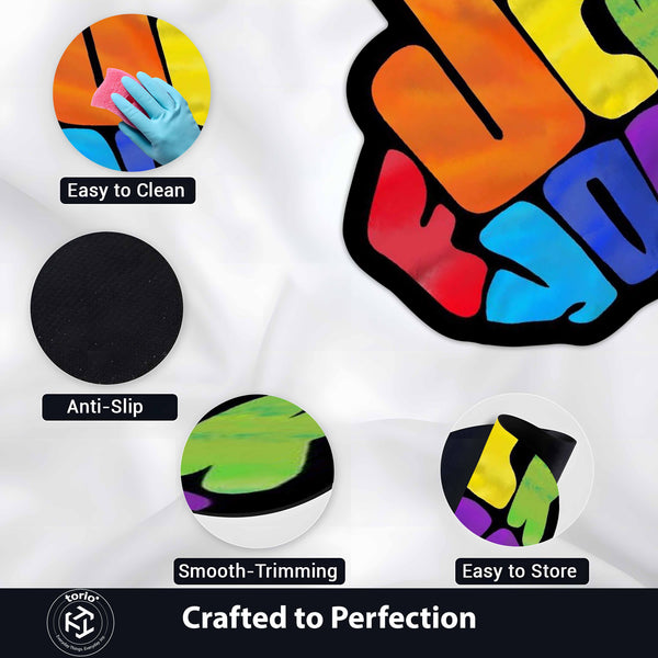 Funky Pop Art Pointing Hand Floor Mat (3 mm Thick) | Colorful Statement Art Mat for Living Room, Studio, Gaming Room & Creative Decor