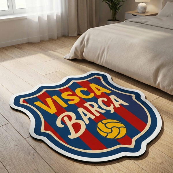 Visca Barca Inspired Football Floor Mat (3 mm Thick) | Classic Club Crest Design for Bedroom, Gaming Room & Sports Decor