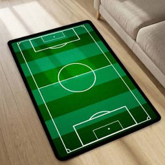Football Field Rubber Floor Mat (3 mm Thick) | Soccer Pitch Game-Style Rug for Bedroom, Gaming Room, Playroom & Aesthetic Decor