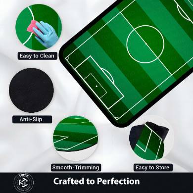 Football Field Rubber Floor Mat (3 mm Thick) | Soccer Pitch Game-Style Rug for Bedroom, Gaming Room, Playroom & Aesthetic Decor