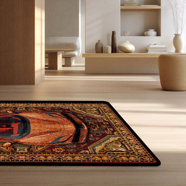 Ferrari Persian Heritage Area Rug | Exotic Supercar Floor Mat | Vintage Persian Carpet Style Rug for Bedroom, Gaming Room, Garage & Luxury Car Decor