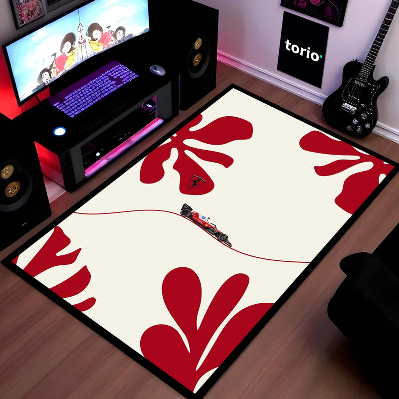Ferrari F1 Racing Legend Area Rug | Scuderia Racing Car Floor Mat | Motorsports Decor Rug for Gaming Room, Bedroom & Fan Cave