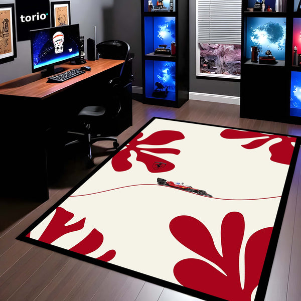 Ferrari F1 Racing Legend Area Rug | Scuderia Racing Car Floor Mat | Motorsports Decor Rug for Gaming Room, Bedroom & Fan Cave