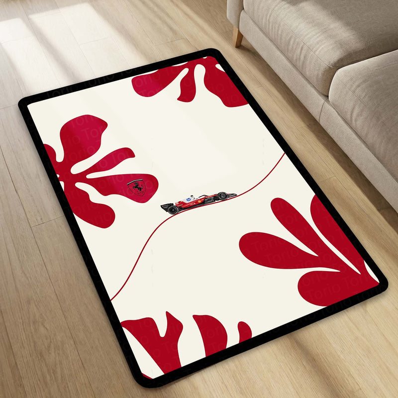 Ferrari F1 Racing Legend Area Rug | Scuderia Racing Car Floor Mat | Motorsports Decor Rug for Gaming Room, Bedroom & Fan Cave
