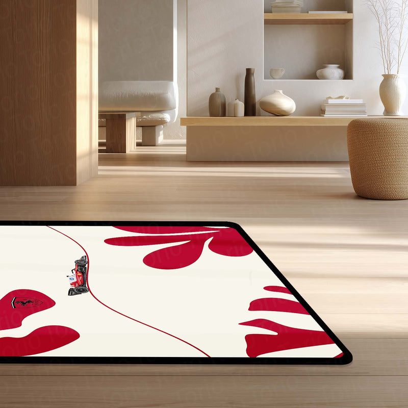 Ferrari F1 Racing Legend Area Rug | Scuderia Racing Car Floor Mat | Motorsports Decor Rug for Gaming Room, Bedroom & Fan Cave