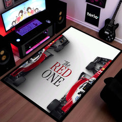 Ferrari Formula 1 Speed Area Rug | Red Racing Car Floor Mat | Motorsports Decor Rug for Gaming Room, Bedroom & Fan Cave