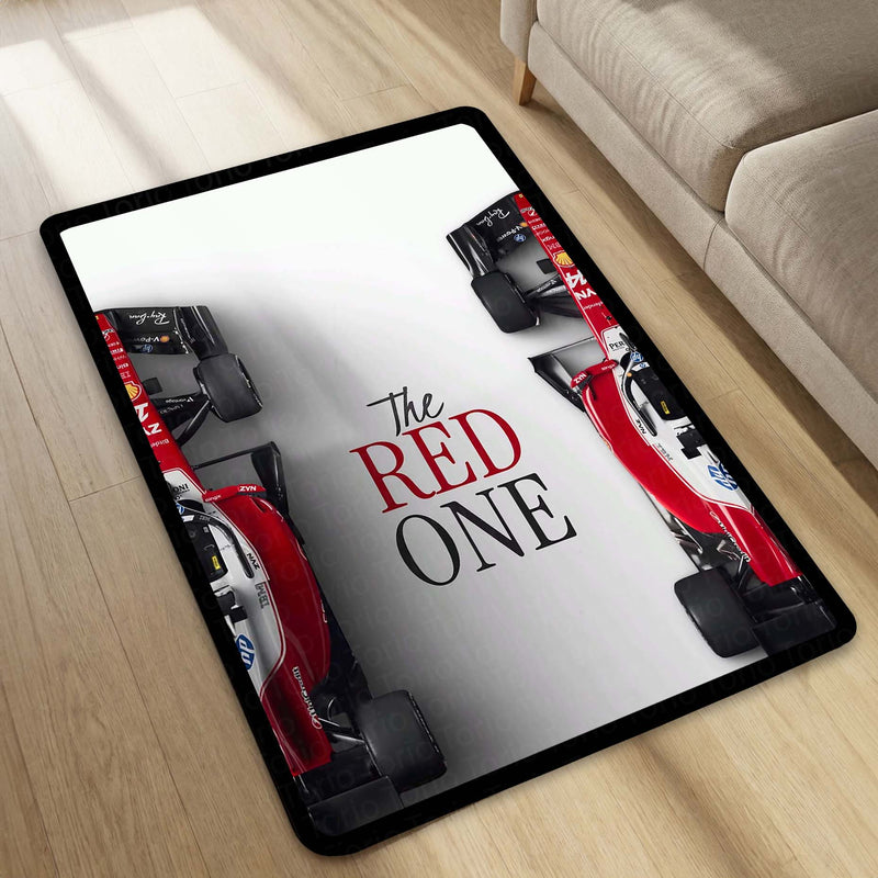 Ferrari Formula 1 Speed Area Rug | Red Racing Car Floor Mat | Motorsports Decor Rug for Gaming Room, Bedroom & Fan Cave