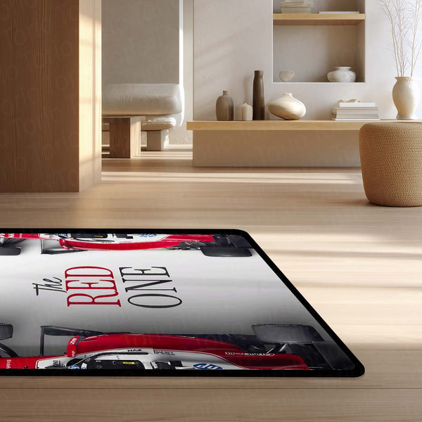 Ferrari Formula 1 Speed Area Rug | Red Racing Car Floor Mat | Motorsports Decor Rug for Gaming Room, Bedroom & Fan Cave