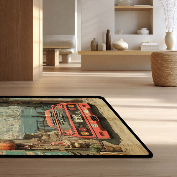 Sports Car Area Rug | Supercar Design Floor Mat | Anti Slip Washable Door Mat for Bedroom, Living Room, Gaming Room Decor | 3 mm Thin Rug