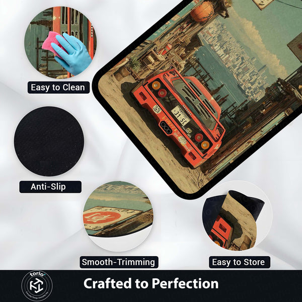 Sports Car Area Rug | Supercar Design Floor Mat | Anti Slip Washable Door Mat for Bedroom, Living Room, Gaming Room Decor | 3 mm Thin Rug