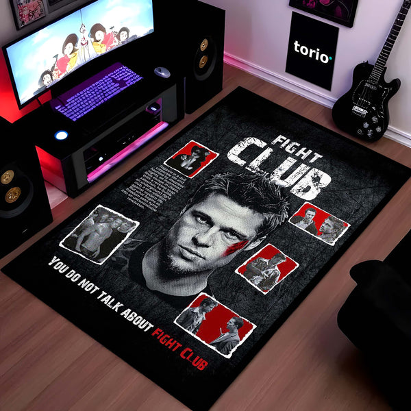 Fight Club Movie Poster Area Rug | Vintage Cinema Floor Mat | Cult Classic Film Rug for Bedroom, Gaming Room & Movie Lover Decor