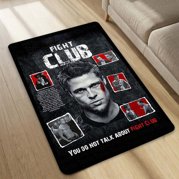 Fight Club Movie Poster Area Rug | Vintage Cinema Floor Mat | Cult Classic Film Rug for Bedroom, Gaming Room & Movie Lover Decor
