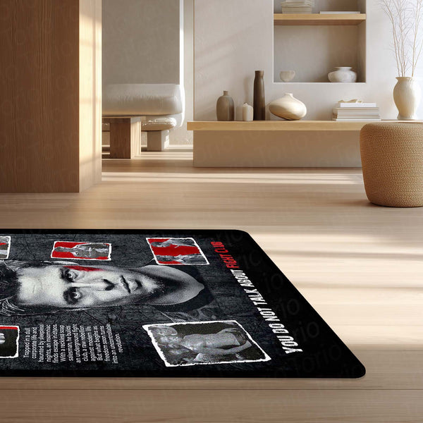 Fight Club Movie Poster Area Rug | Vintage Cinema Floor Mat | Cult Classic Film Rug for Bedroom, Gaming Room & Movie Lover Decor