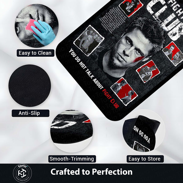 Fight Club Movie Poster Area Rug | Vintage Cinema Floor Mat | Cult Classic Film Rug for Bedroom, Gaming Room & Movie Lover Decor