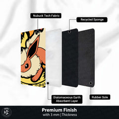 Flareon Round Area Rug | Pokémon Inspired Circle Floor Mat | Anti-Slip 3 mm Absorbent Rug for Bedroom, Gaming Room & Anime Decor