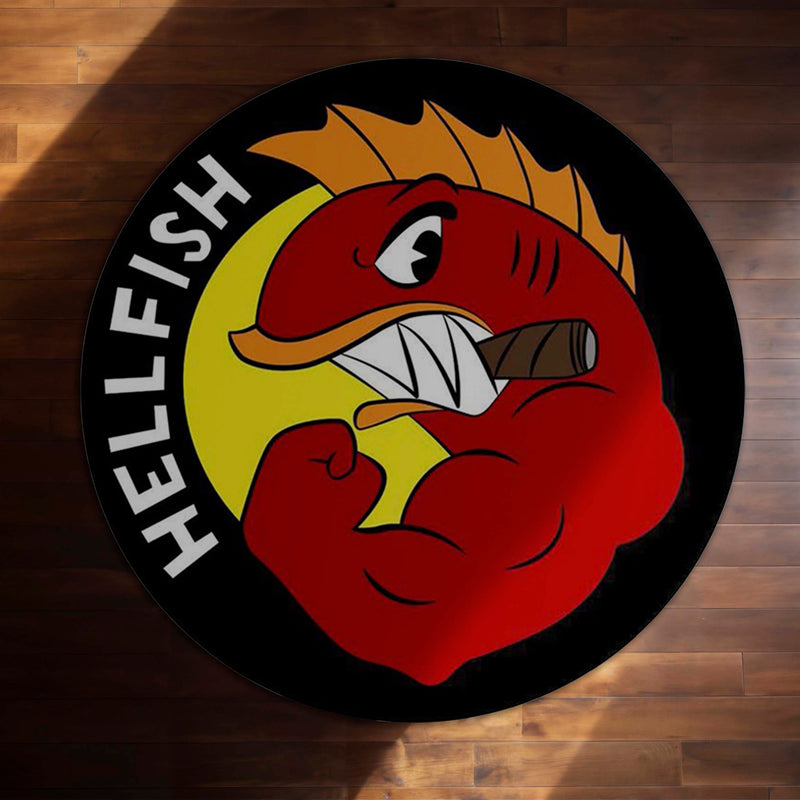 Flying Hellfish Round Area Rug | Simpsons Inspired Circle Floor Mat | Anti-Slip 3 mm Absorbent Rug for Bedroom, Gaming Room & Cartoon Decor