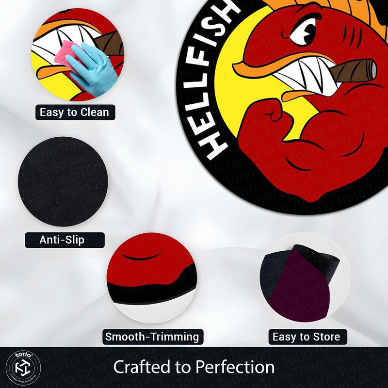 Flying Hellfish Round Area Rug | Simpsons Inspired Circle Floor Mat | Anti-Slip 3 mm Absorbent Rug for Bedroom, Gaming Room & Cartoon Decor