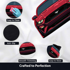 Ford Mustang GT Rubber Mat | Anti-Slip 3mm Absorbent Car-Style Rug | Easy Clean Waterproof Automotive Designer Mat for Home & Garage