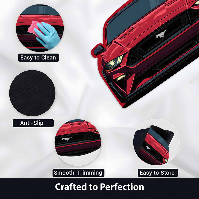 Ford Mustang GT Rubber Mat | Anti-Slip 3mm Absorbent Car-Style Rug | Easy Clean Waterproof Automotive Designer Mat for Home & Garage