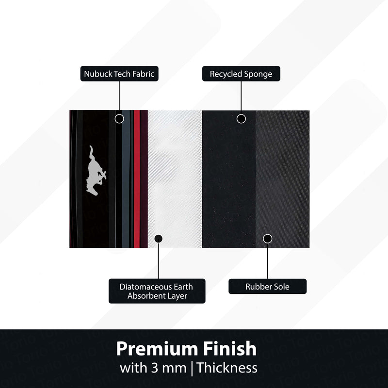 Ford Mustang GT Rubber Mat | Anti-Slip 3mm Absorbent Car-Style Rug | Easy Clean Waterproof Automotive Designer Mat for Home & Garage