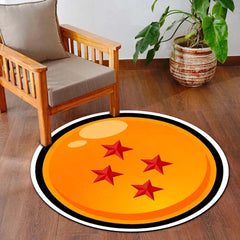 Four Star Dragon Ball Round Rug | Anime Inspired Orange Circle Floor Mat | Anti-Slip 3 mm Absorbent Rug for Bedroom, Gaming Room & Otaku Decor