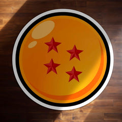 Four Star Dragon Ball Round Rug | Anime Inspired Orange Circle Floor Mat | Anti-Slip 3 mm Absorbent Rug for Bedroom, Gaming Room & Otaku Decor