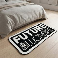 Future Billionaire Statement Floor Mat (3 mm Thick) | Motivational Money Quote Cut-Out Rug for Office, Bedroom & Entrepreneur Room Decor