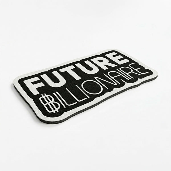 Future Billionaire Statement Floor Mat (3 mm Thick) | Motivational Money Quote Cut-Out Rug for Office, Bedroom & Entrepreneur Room Decor
